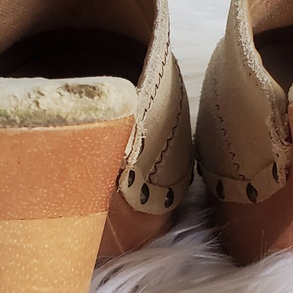 Steve Madden Faris Suede Studded Clogs Mules Wooden Heels SZ 8 - Picture 12 of 13